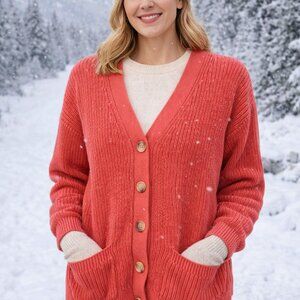 Loft Women's Button Down Pink Sweater S